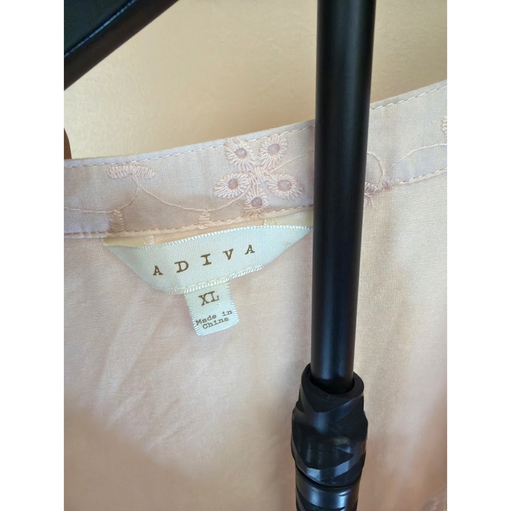 Adiva Peach Eyelet Embroidered Peplum Tank Top‎ Tassel V-Neck Sleeveless XL - Picture 2 of 7